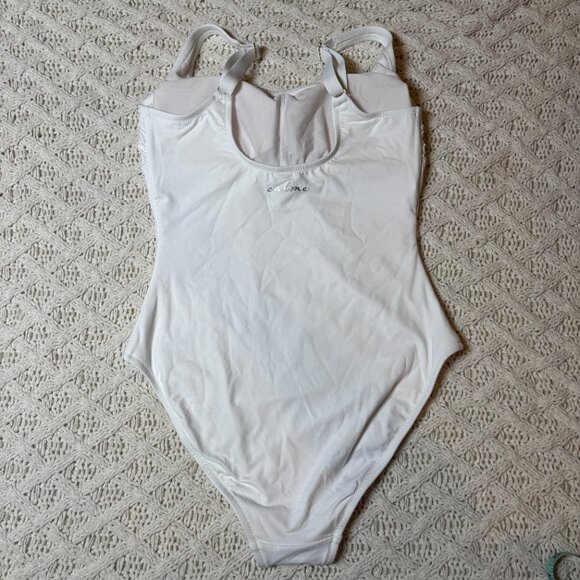 Johnny Was Calme White One-Piece Swimsuit Scoop Neck Adjustable Straps – M NWOT - Picture 5 of 7